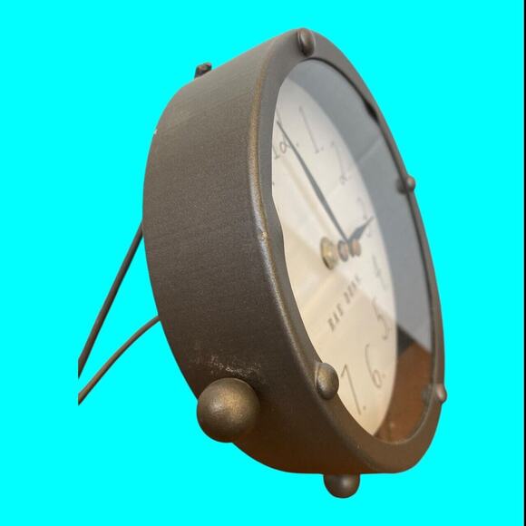 Rae Dunn Clock By Design Styles, Standing, Table, Desk, Gray Metal, Round 6” - Picture 5 of 9